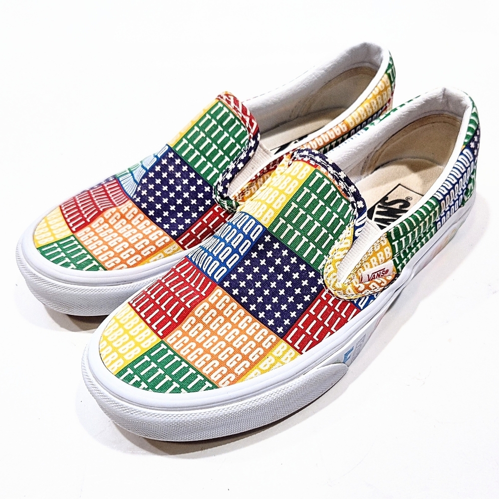 Vans Classic Patchwork Print Sneaker Slip-On Pride Rainbow Shoes Men 4½ Women 6